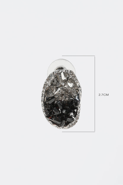 Pendientes de diamantes ovalados negros 