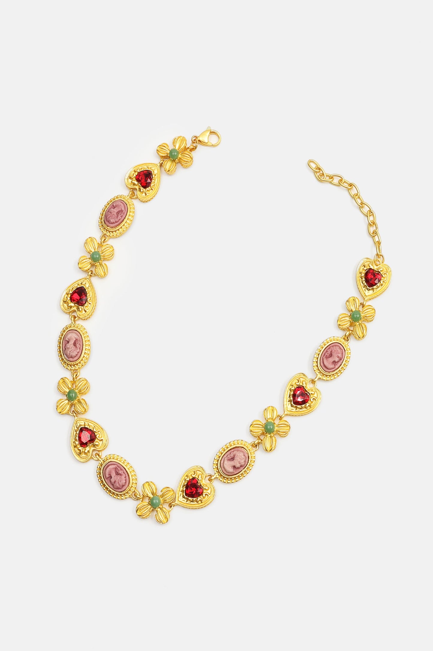 Collar con colgante de corazón de piedras preciosas 