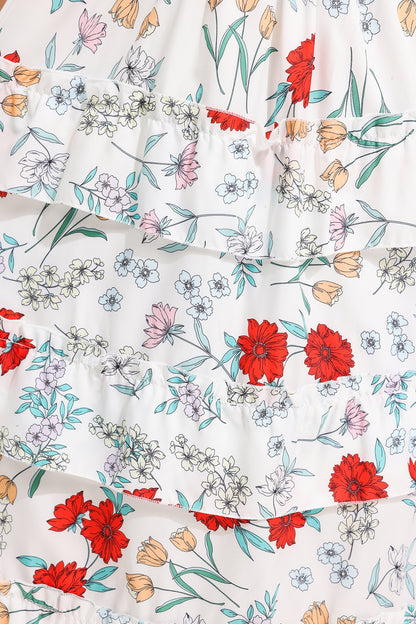 Vestido largo camisola con capas florales 