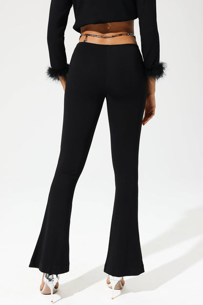 Pantalones casuales ajustados con cintura alta y cintura expuesta 