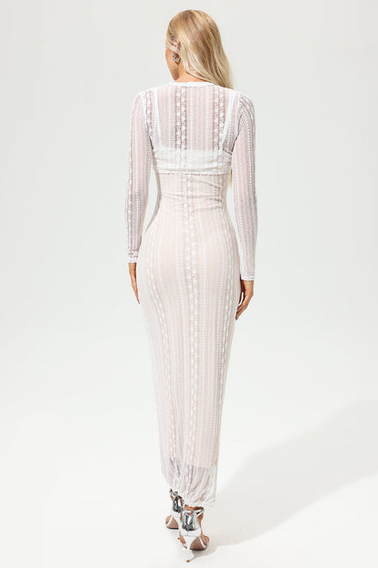 Vestido camisola con escote en V y abertura 