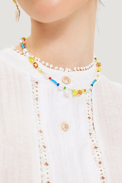 Collar colgante con cuentas de perlas falsas 