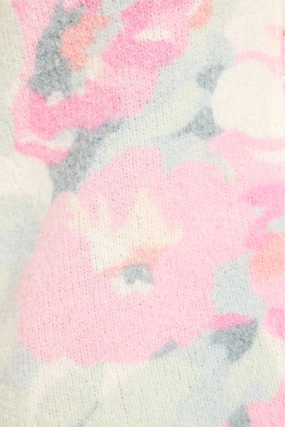Cárdigan floral de punto con cuello en V 