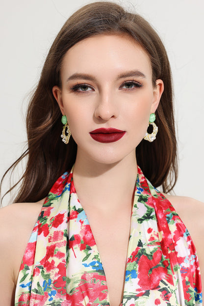 Pendientes colgantes de flores de piedra natural 