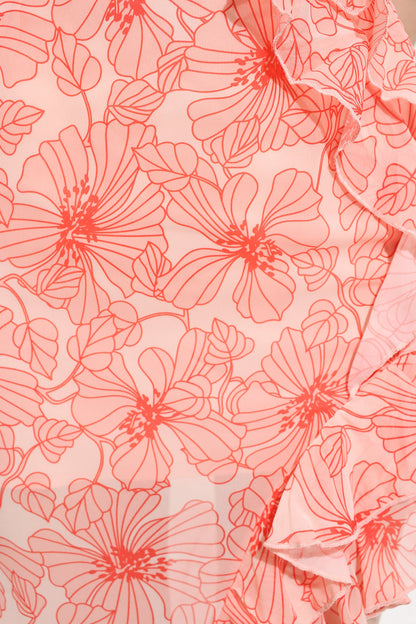 Vestido largo de gasa con cuello cruzado y volantes Cecily 