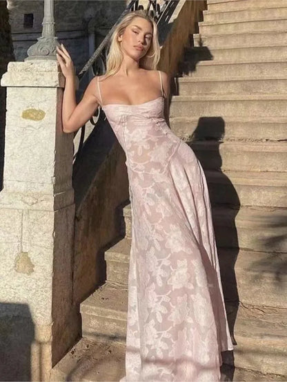 Vestidos de verano 2025 nuevos para mujer, con tirantes finos, encaje, corte bajo, sexys, largos, para playa, vacaciones, moda