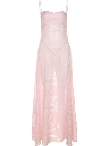 Vestidos de verano 2025 nuevos para mujer, con tirantes finos, encaje, corte bajo, sexys, largos, para playa, vacaciones, moda