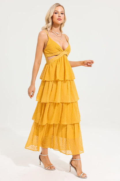 Vestido largo camisola con escote en V y aberturas 