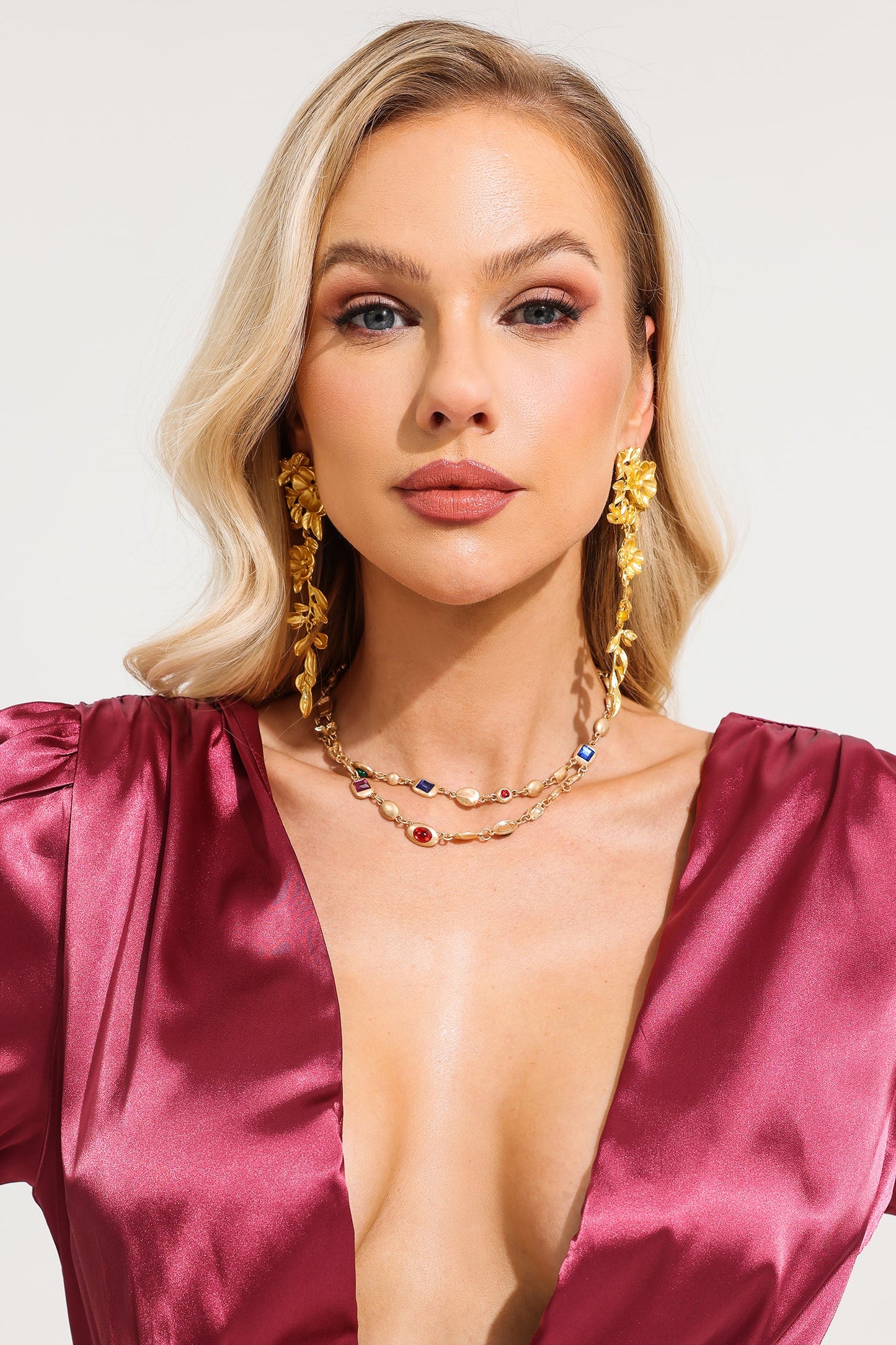 Pendientes de flores 3D de metal 