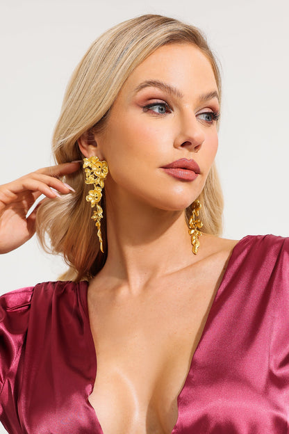 Pendientes de flores 3D de metal 