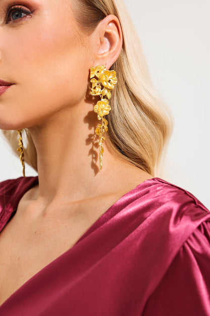 Pendientes de flores 3D de metal 