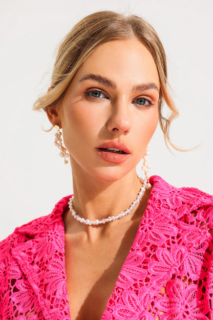 Gargantilla geométrica irregular con perlas de imitación 