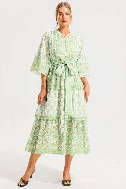 Vestido midi de cachemira con botonadura sencilla 