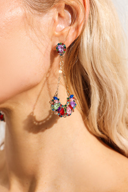 Pendientes colgantes de diamantes de colores de imitación 