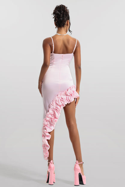 Vestido midi de encaje agárico sin mangas sólido 