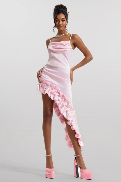 Vestido midi de encaje agárico sin mangas sólido 