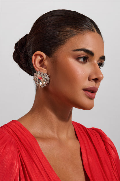 Pendientes con remaches de corazón de diamantes de imitación 