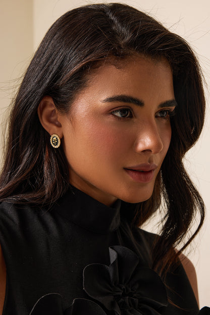 Pendientes de metal con perlas de imitación de rosa 