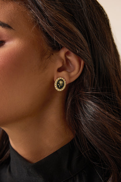 Pendientes de metal con perlas de imitación de rosa 