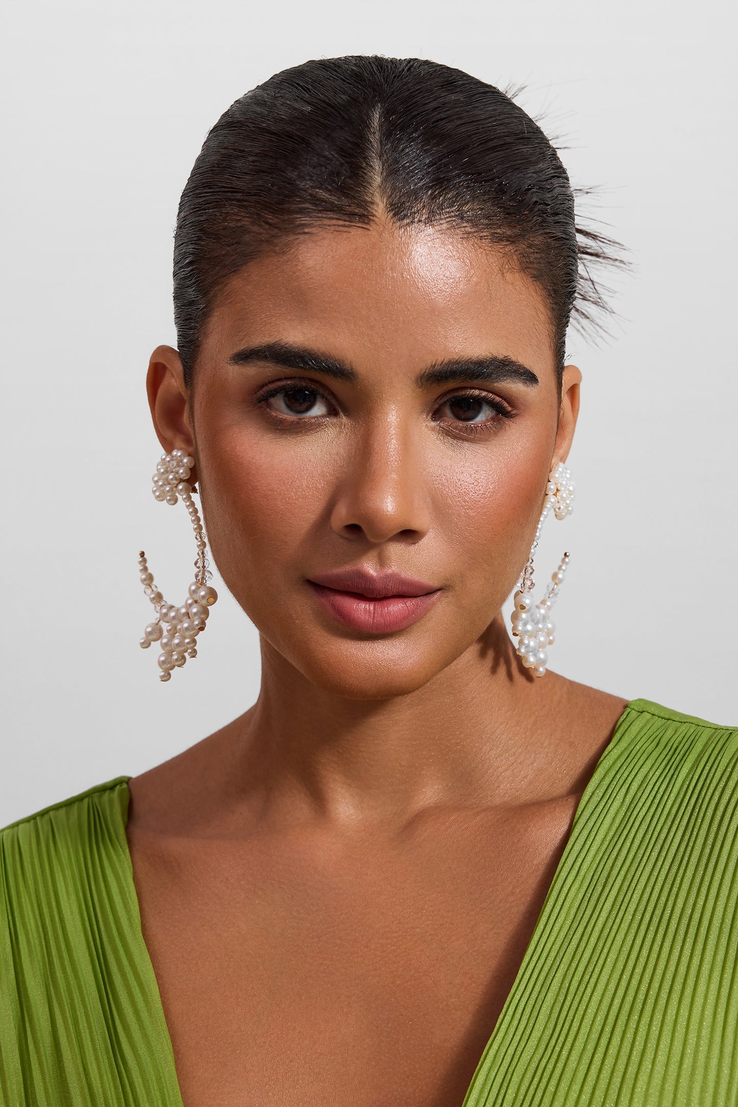 Pendientes de perlas artificiales de forma irregular 