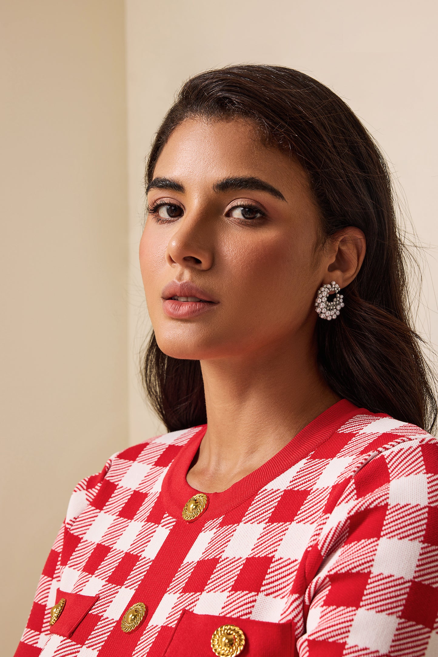 Pendientes de diamantes con perlas de imitación 