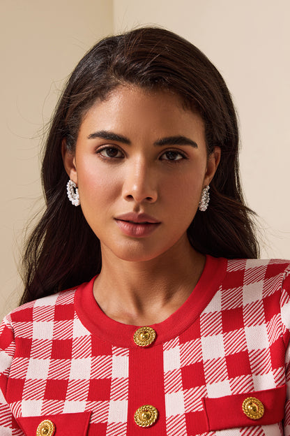 Pendientes de diamantes con perlas de imitación 