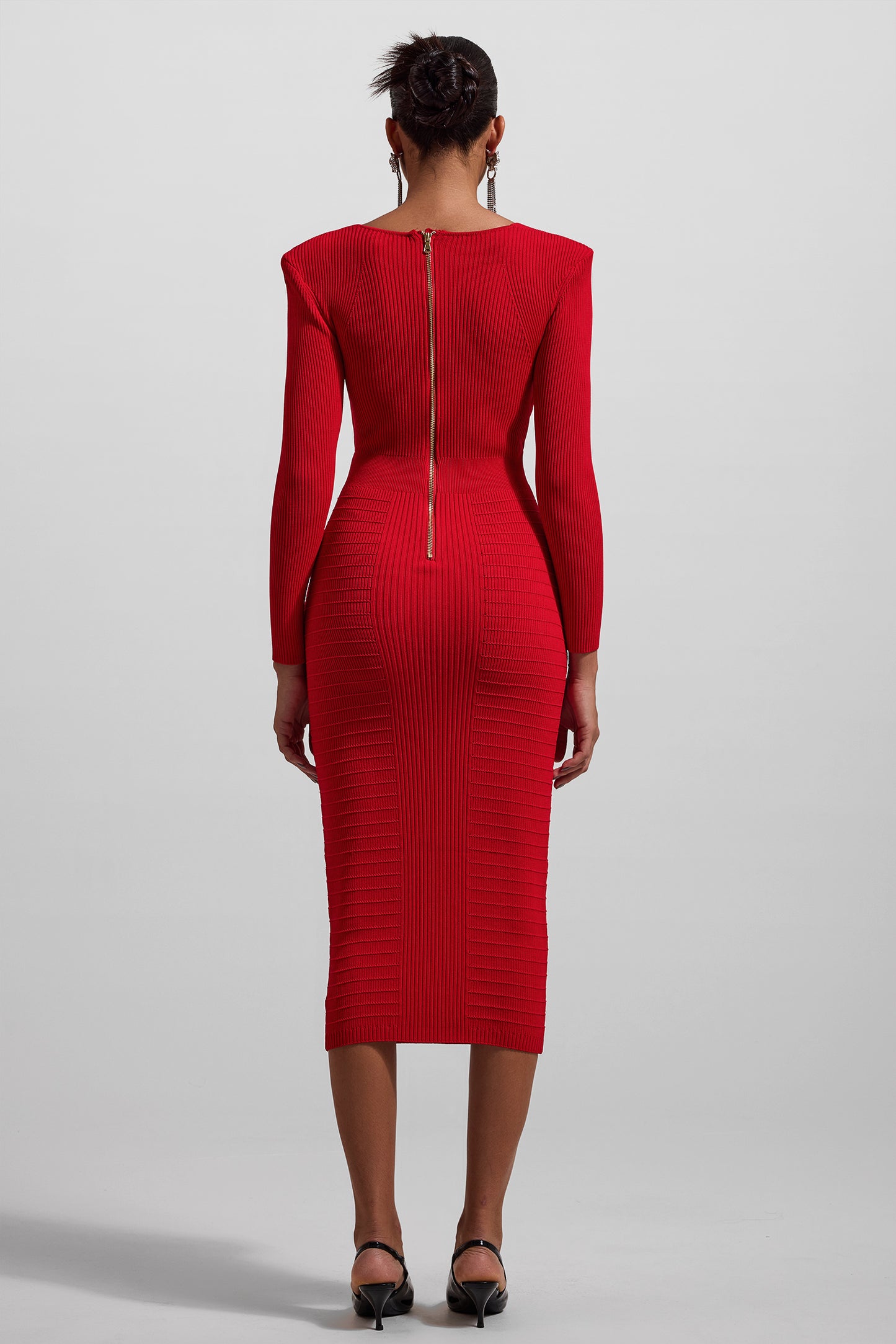 Vestido largo ajustado con escote en V de jersey 