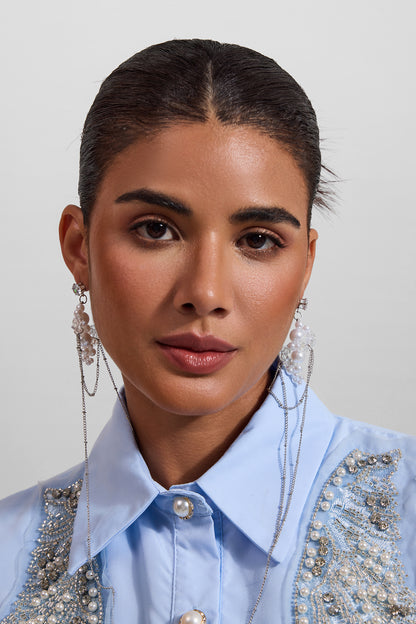 Pendientes de cadena de metal con perlas de imitación 