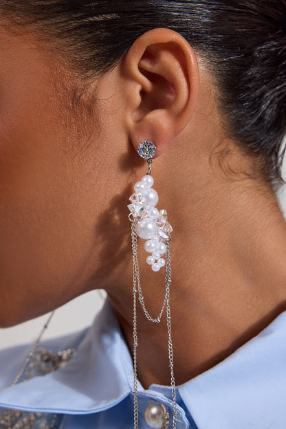 Pendientes de cadena de metal con perlas de imitación 