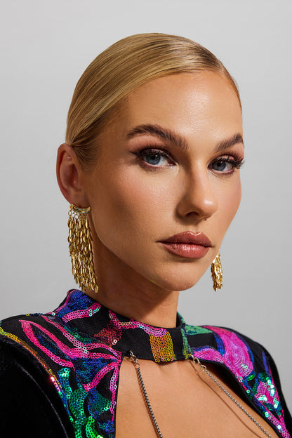 Pendientes de borlas de trigo dorado 