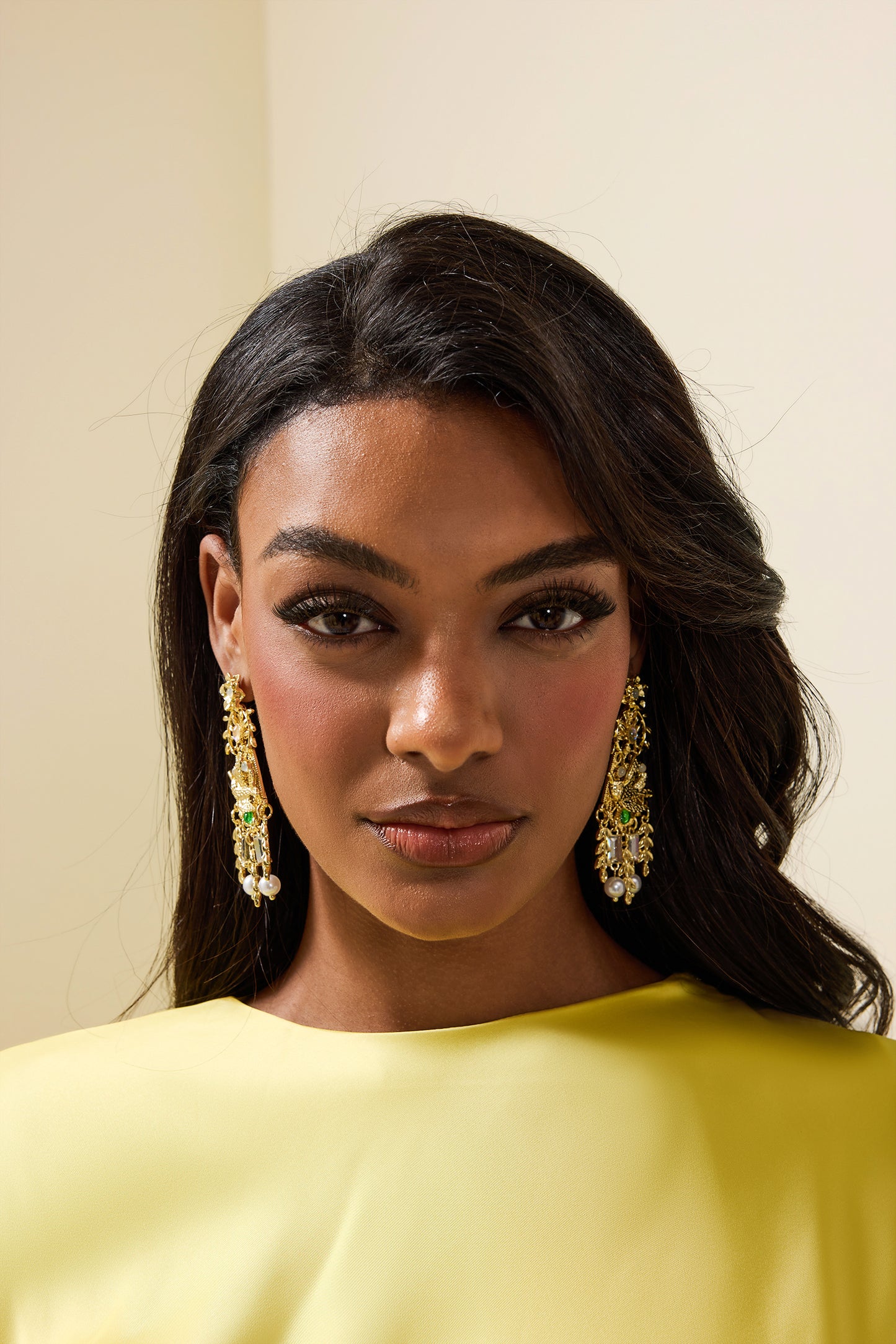 Pendientes de borlas de hojas de pájaro de metal 