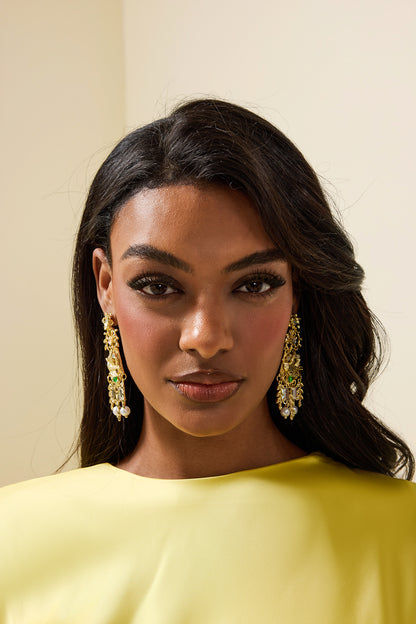 Pendientes de borlas de hojas de pájaro de metal 