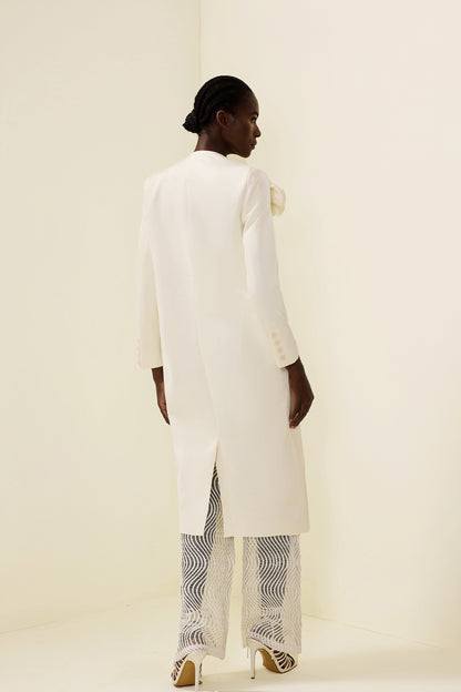 Abrigo de manga larga liso con estampado floral 3D 