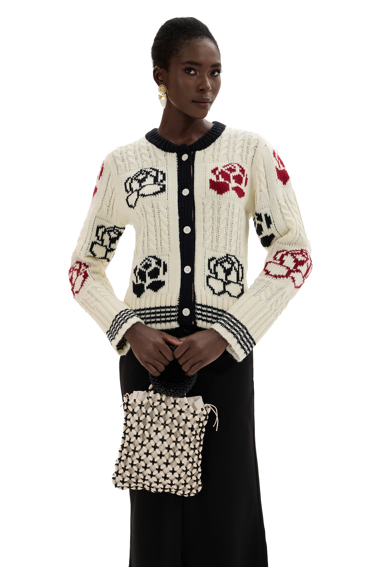 Bolso trenzado de color en contraste 