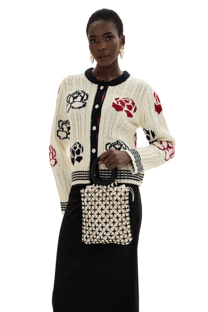 Bolso trenzado de color en contraste 