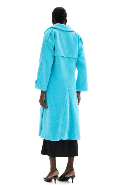 Abrigo midi con aberturas en tejido polar granulado 