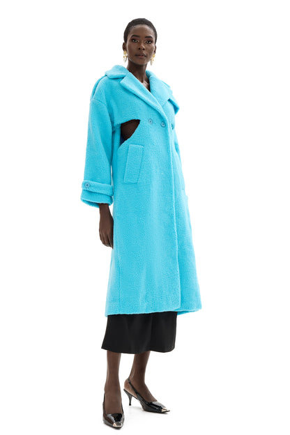 Abrigo midi con aberturas en tejido polar granulado 