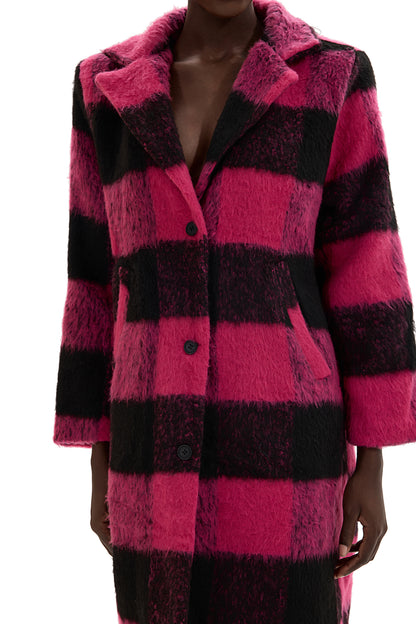 Abrigo midi de lana sintética a cuadros 