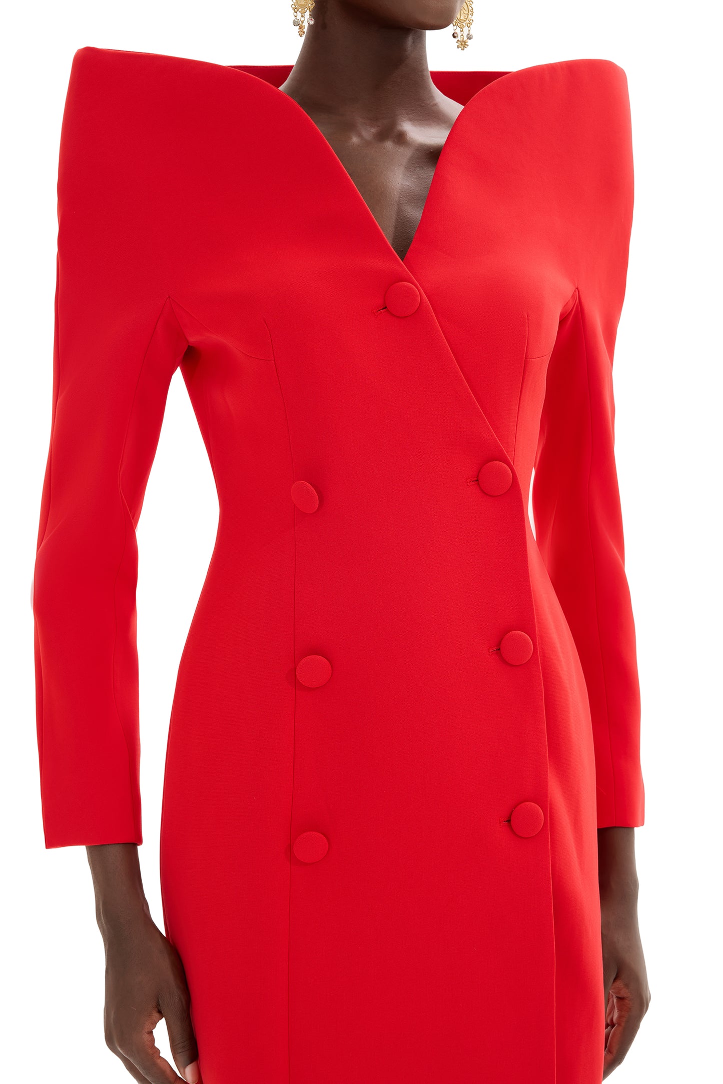 Abrigo midi de manga larga con cuello alto y color liso 