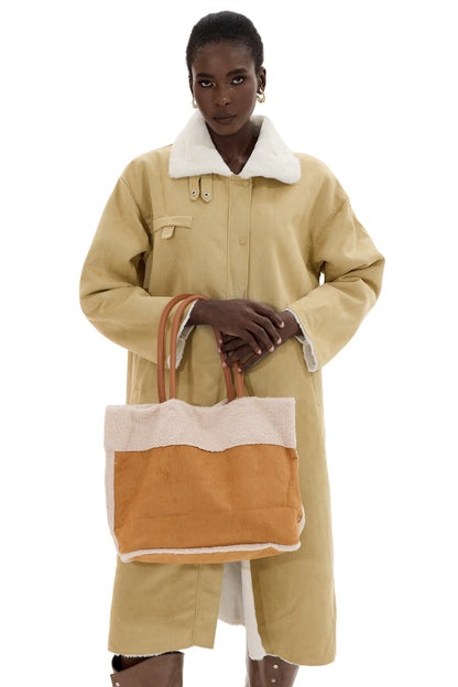 Bolsa de tela de gamuza y lana de cordero sintética 