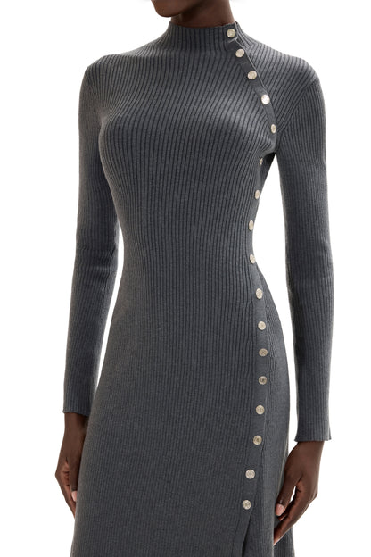 Vestido midi de manga larga con botones de jersey 