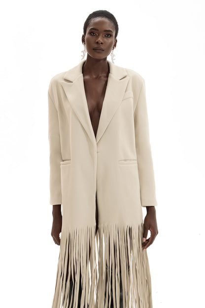 Abrigo midi de lana con solapa y cinturón 