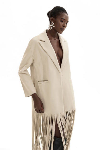 Abrigo midi de lana con solapa y cinturón 