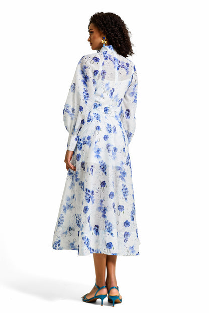 Vestido midi de una sola botonadura con diamantes de imitación florales 