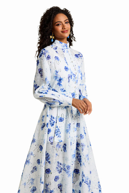 Vestido midi de una sola botonadura con diamantes de imitación florales 