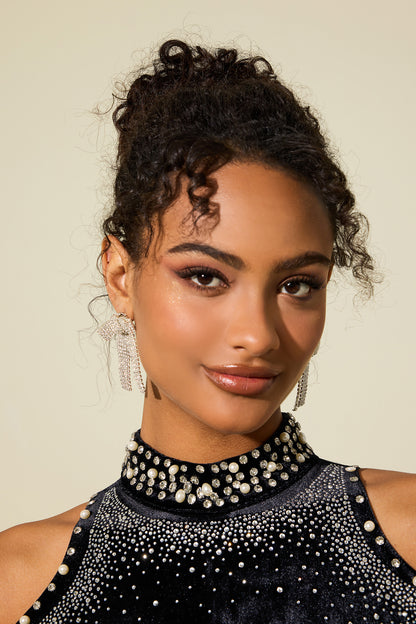 Pendientes de lazo con diamantes de imitación 