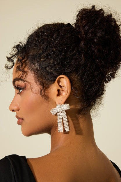 Pendientes de lazo con diamantes de imitación 