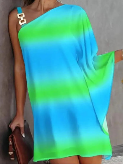 Vestidos de verano 2025 para mujer, sexys, elegantes, irregulares, minivestidos de moda, de un solo hombro, cuello diagonal, estampados, vintage.