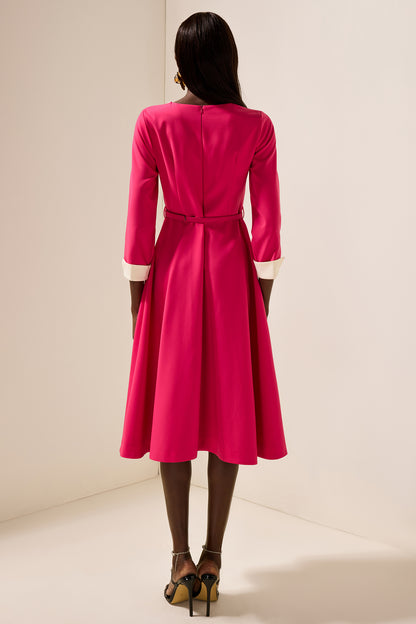 Vestido midi con diamantes de imitación y cinturón 