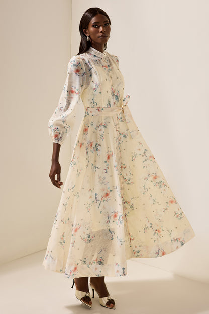 Vestido midi con parte inferior de diamantes de imitación y flores 